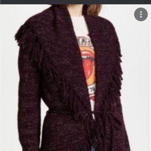 LoveshackFancy Shawl Fringe Cardigan Sweater Size Small